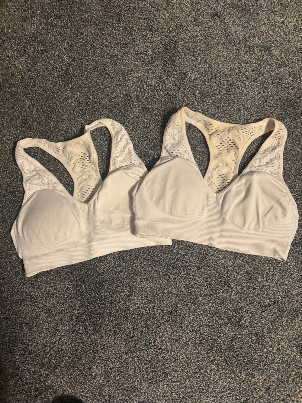 Fruit of the Loom Ivory Lace-Back Seamless Sports Bralettes (Pair)